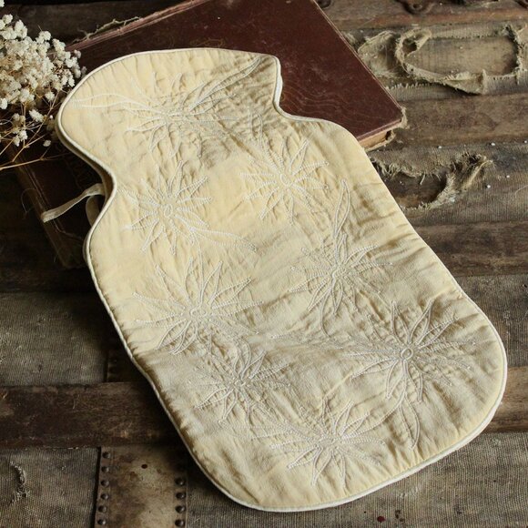 Vintage 1950s Hot Water Bottle Cover, Yellow with White Floral Embroidery - Picture 1 of 9